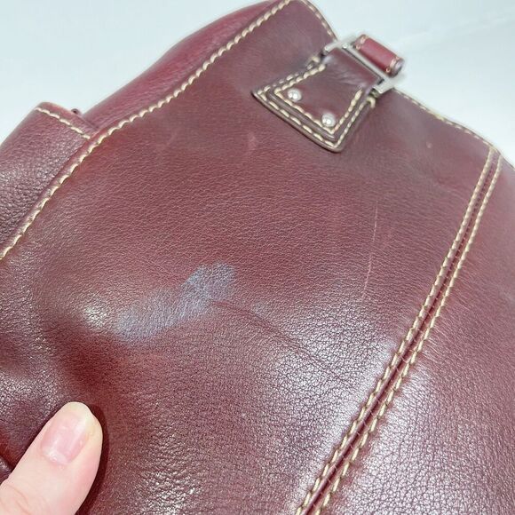 Vintage Fossil 90s Brown Auburn Leather Handbag Shoulder Bag Purse - Picture 11 of 12